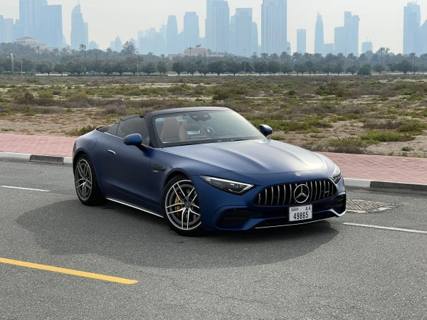Blue Mercedes SL 43 AMG, 2024 Photo 4