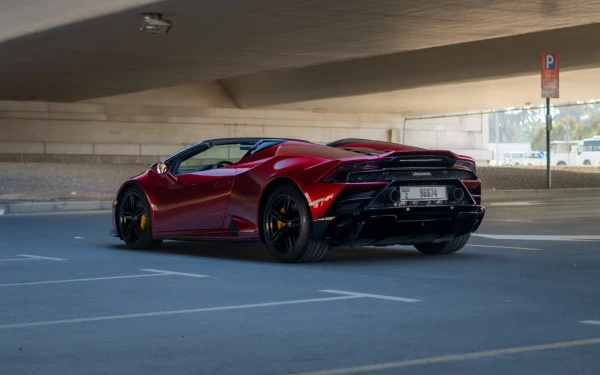 Maroon Lamborghini Huracan Evo Spyder, 2023 Photo 2